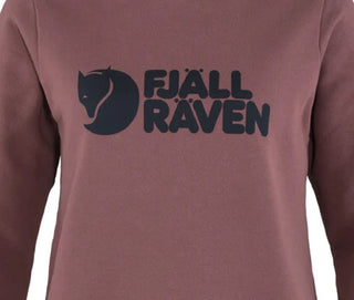 Suéter feminino Fjallraven com logotipo de algodão, roxo, tamanho médio