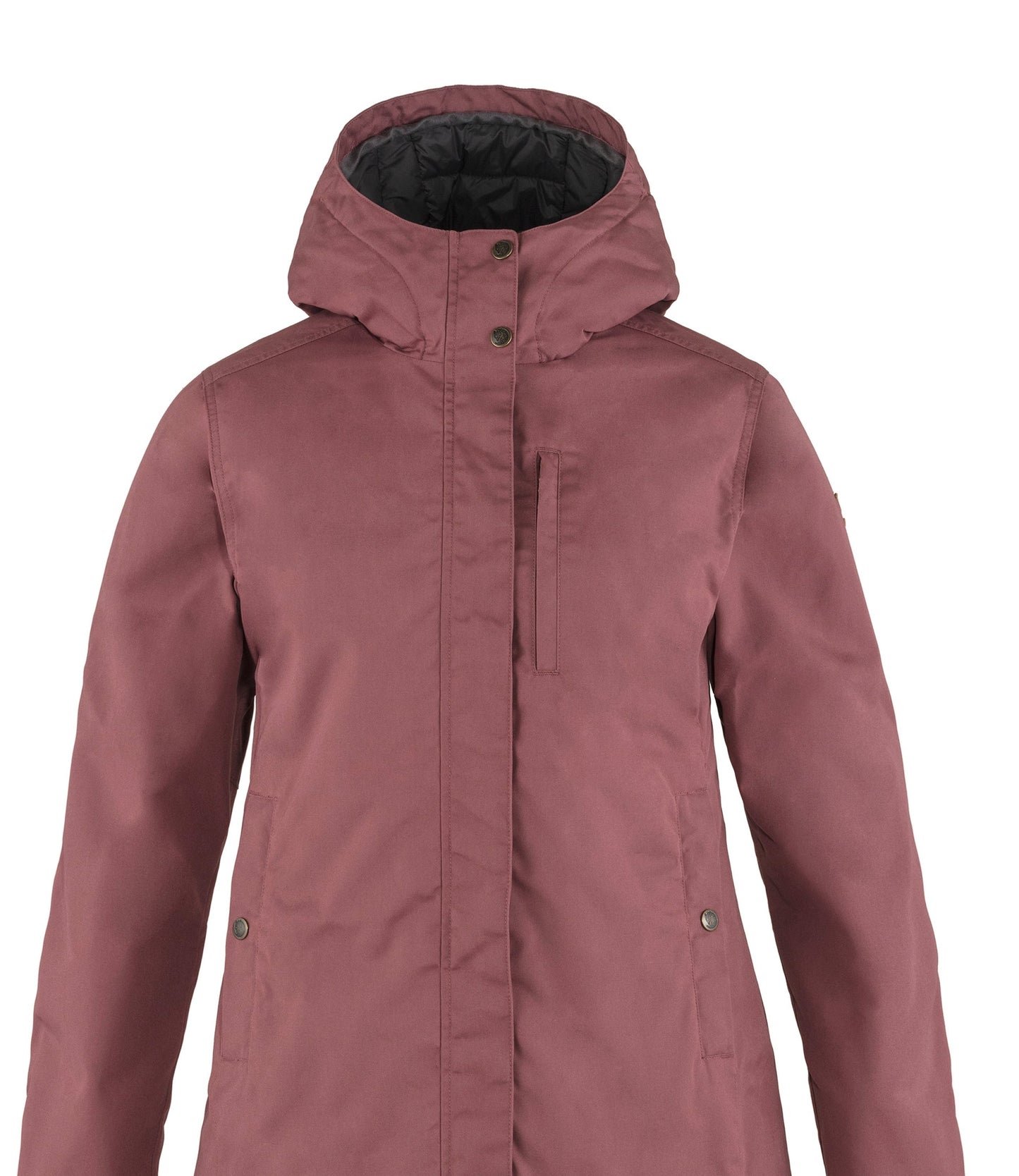 Parka acolchoada com capuz Kiruna Fjallraven feminina Mesa Roxo tamanho grande