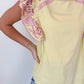 Easel - Chartreuse & Orchid Embroider Knit Top