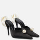 Magda Butrym - Women's Flower Heels Applique Embellished Satin Mules