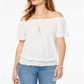Blusa feminina manga curta estilo &amp; co, branca, tamanho GG