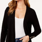 Cardigan feminino Charter Club com frente aberta, preto, tamanho pequeno e grande