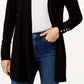 Cardigan feminino Charter Club com frente aberta, preto, tamanho pequeno e grande