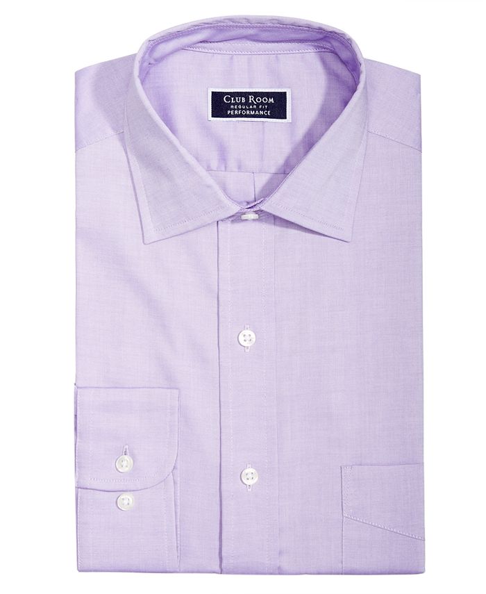 Camisa social masculina Club Room Slim Fit Stretch Easy Care Pinpoint Solid, roxa, tamanho 32-33