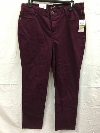 Jeans feminino estilo &amp; co com controle de barriga, perna justa, roxo, tamanho 16, pequeno