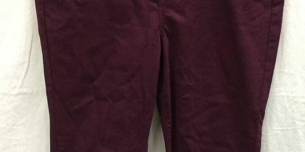 Jeans feminino estilo &amp; co com controle de barriga, perna justa, roxo, tamanho 16, pequeno