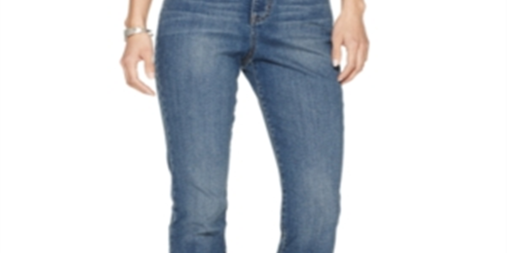 Jeans feminino estilo &amp; co com controle de barriga, perna justa, roxo, tamanho 16, pequeno