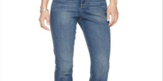 Jeans feminino estilo &amp; co com controle de barriga, perna justa, roxo, tamanho 16, pequeno