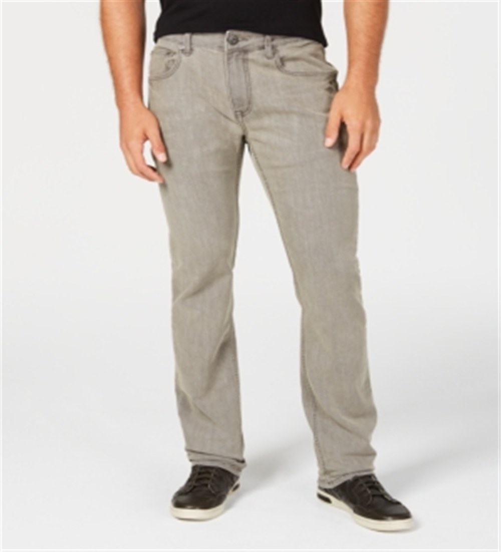 Calça jeans reta e elástica masculina INC International Concepts, cinza, tamanho 33x32