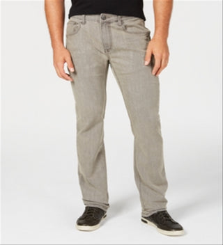 Calça jeans reta e elástica masculina INC International Concepts, cinza, tamanho 33x32