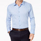 Camisa social texturizada Alfani masculina de sarja elástica com ajuste atlético e desempenho, tamanho azul, 17 x 36 x 37