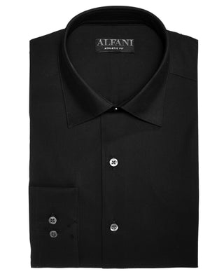 Alfani Men's Regular Fit Stretch Performance Solid Dress Shirt Black Size 14X32X33