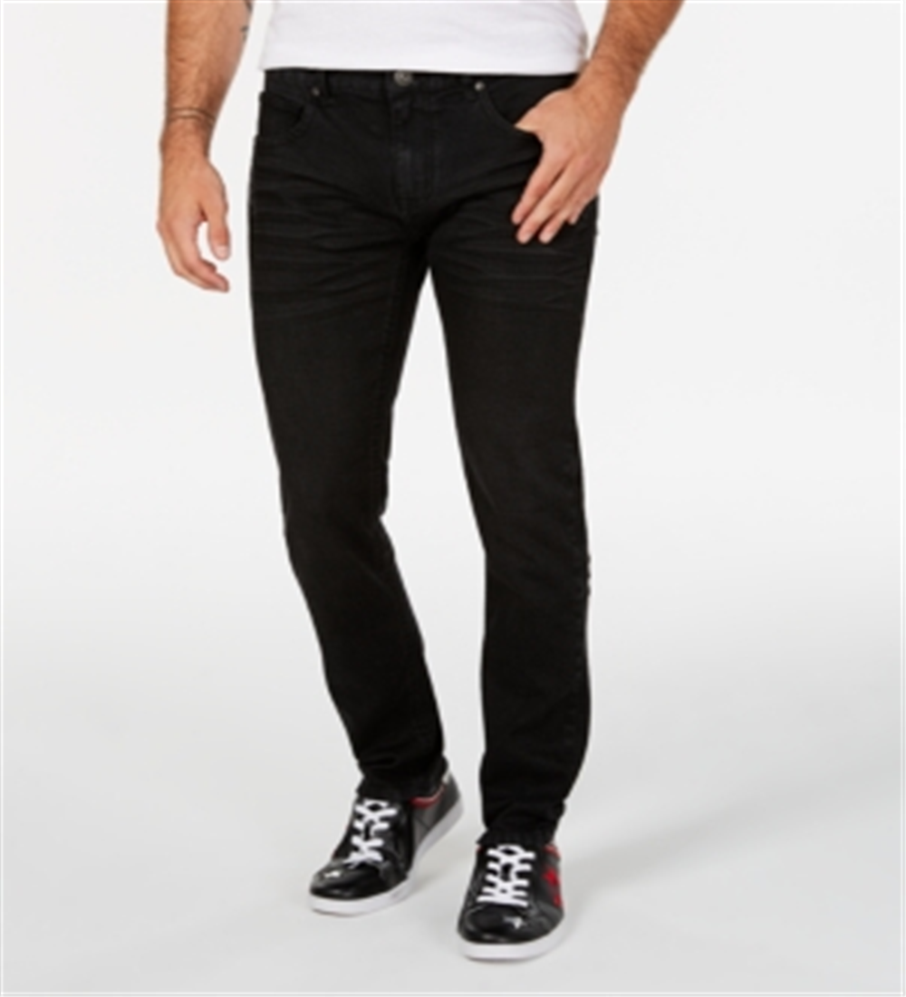 Calça jeans masculina de cintura alta e perna reta da INC International Concepts, preta, tamanho 36x34