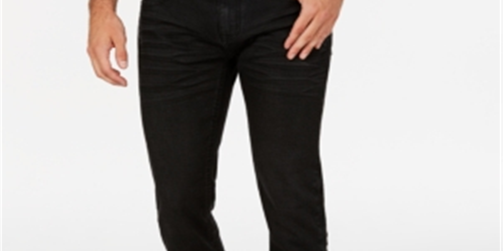 Calça jeans masculina de cintura alta e perna reta da INC International Concepts, preta, tamanho 36x34