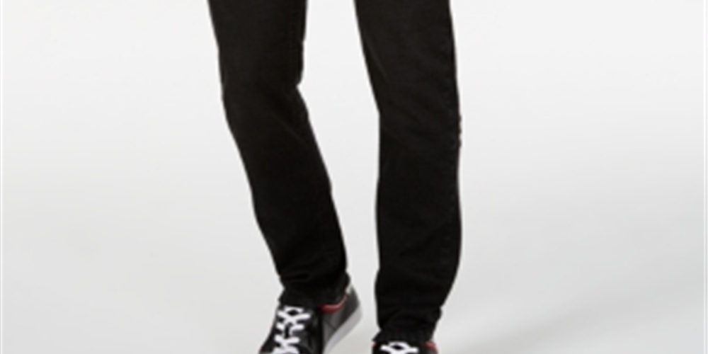 Calça jeans masculina de cintura alta e perna reta da INC International Concepts, preta, tamanho 36x34