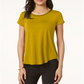 Camiseta Alfani Feminina com Acabamento em Cetim, Alta e Baixa, Amarela, Tamanho Pequeno