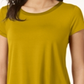 Camiseta Alfani Feminina com Acabamento em Cetim, Alta e Baixa, Amarela, Tamanho Pequeno