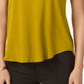 Camiseta Alfani Feminina com Acabamento em Cetim, Alta e Baixa, Amarela, Tamanho Pequeno