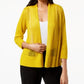 Cardigan Alfani Feminino com Frente Aberta e Pontos Mistos de Linho e Mangas Compridas, Amarelo, Tamanho Pequeno