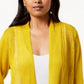 Cardigan Alfani Feminino com Frente Aberta e Pontos Mistos de Linho e Mangas Compridas, Amarelo, Tamanho Pequeno