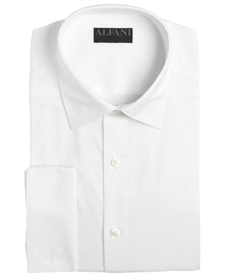 Camisa social masculina Alfani Slim Fit com punho francês elástica bidirecional, branca, 32x33