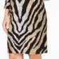 Vestido tubinho com estampa metálica feminina JM Collection, zebra, preto, tamanho pequeno e pequeno