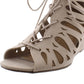 Material Girl Sandálias femininas HARLIE Gladiador com cadarço e salto alto, marrom, tamanho 8,5