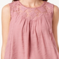 Top estilo feminino com acabamento em renda e alças finas, tamanho XX-G, estilo rosa