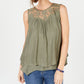 Blusa feminina sem mangas com decote em joia, verde, tamanho pequeno, estilo &amp; co