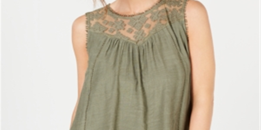 Blusa feminina sem mangas com decote em joia, verde, tamanho pequeno, estilo &amp; co