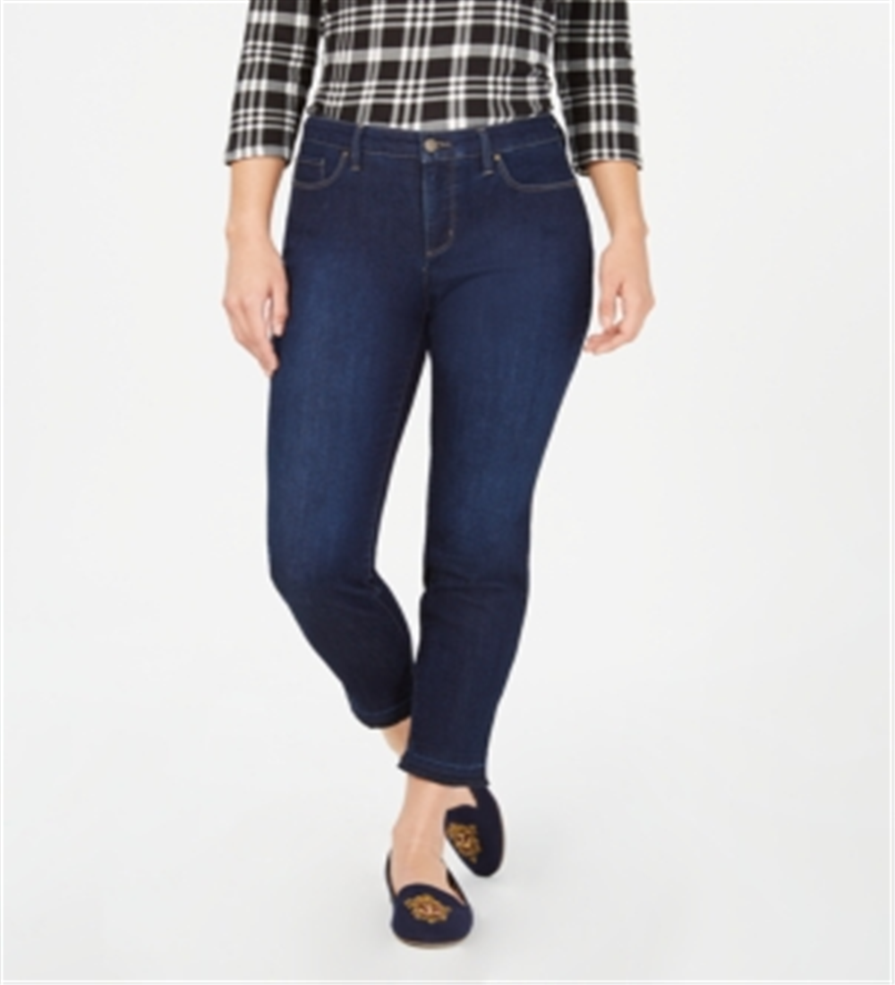 Calça jeans skinny feminina Charter Club Tummy Control com punho desfiado, azul, tamanho 18