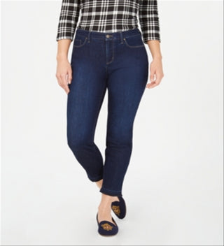 Calça jeans skinny feminina Charter Club Tummy Control com punho desfiado, azul, tamanho 18