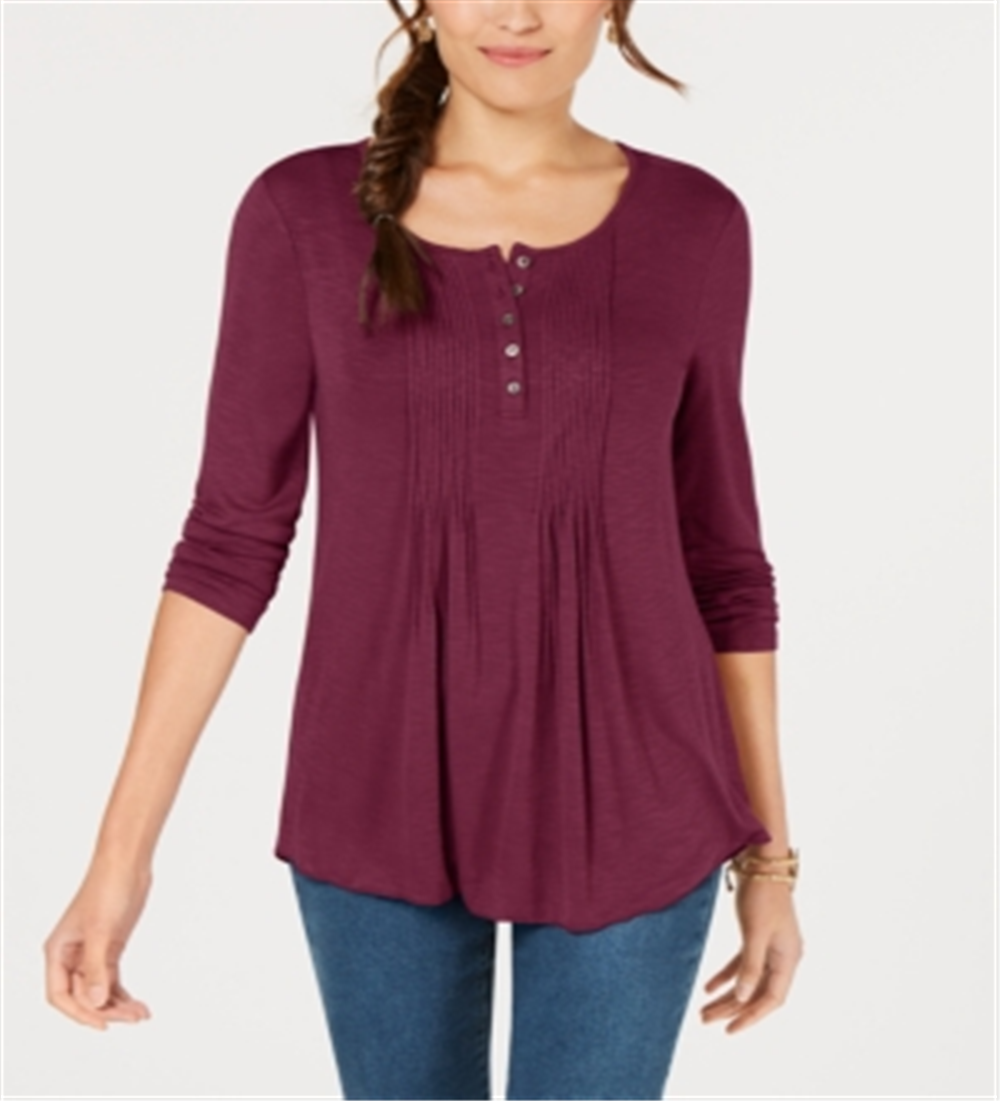 Blusa feminina de manga comprida estilo &amp; co, roxa, tamanho pequeno