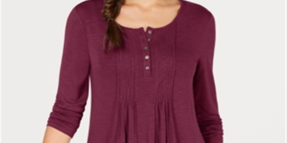 Blusa feminina de manga comprida estilo &amp; co, roxa, tamanho pequeno