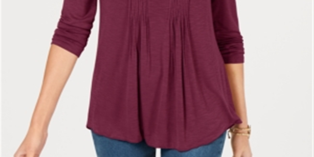 Blusa feminina de manga comprida estilo &amp; co, roxa, tamanho pequeno