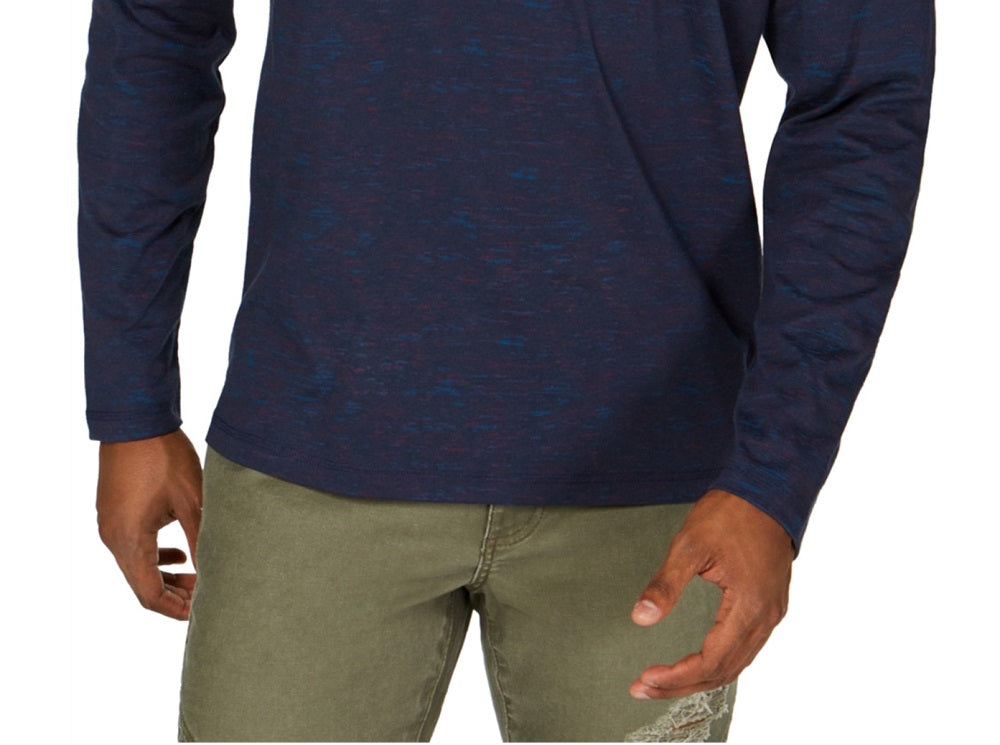 Camiseta básica masculina American Rag Henley azul tamanho médio