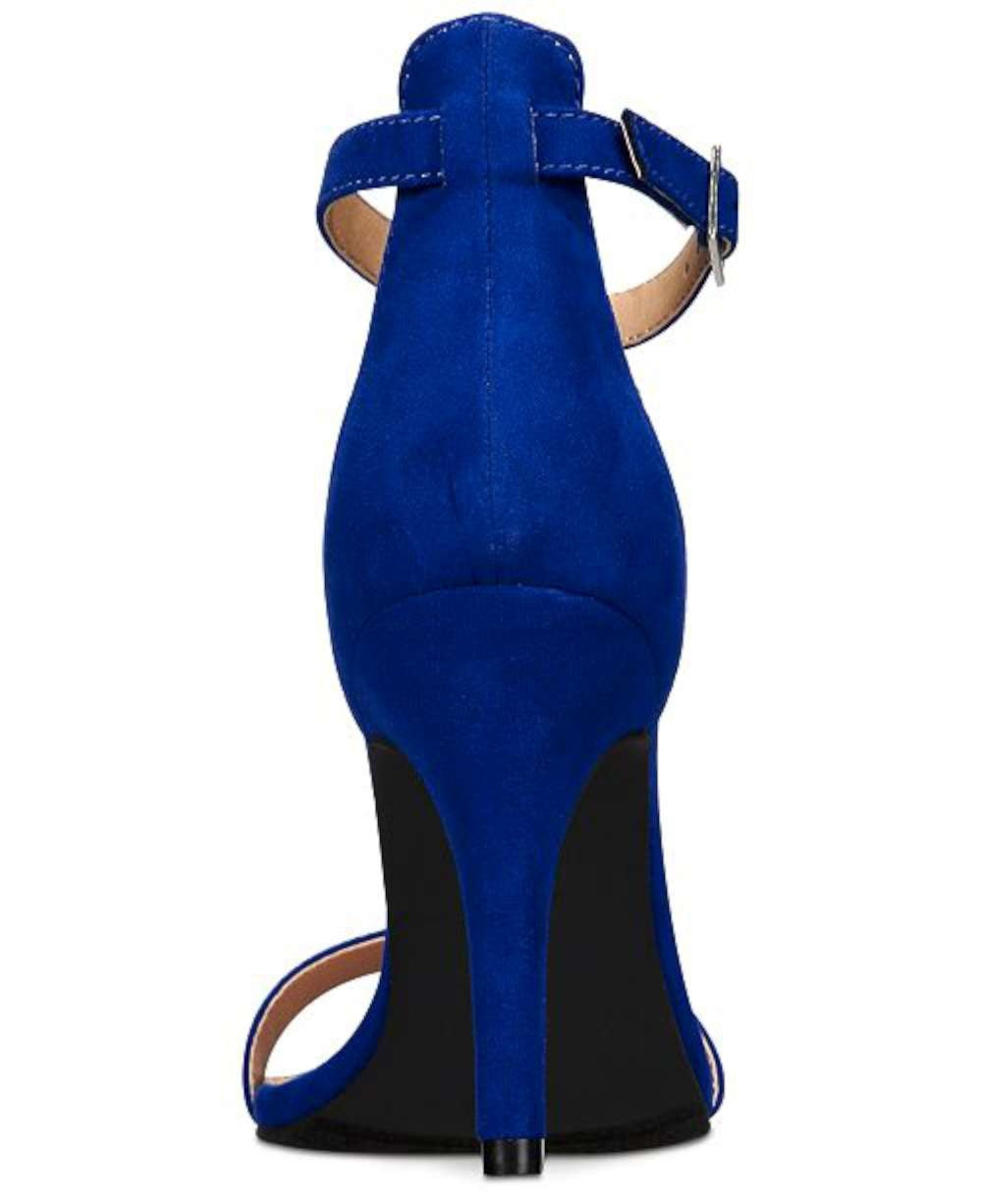 Material Girl Sandálias femininas de tecido aberto no dedo do pé casual com tira no tornozelo azul tamanho 8,5 W