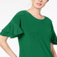 Blusa feminina com mangas franzidas INC International Concepts, verde, tamanho X-S