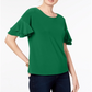 Blusa feminina com mangas franzidas INC International Concepts, verde, tamanho X-S