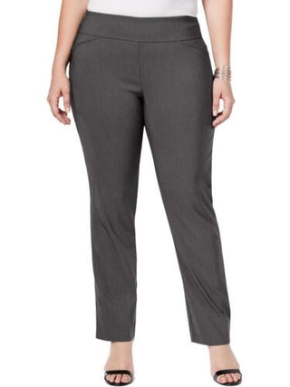 Charter Club Women's Cambridge Tummy Control Slim Leg Pants Grey Size 4 Petite