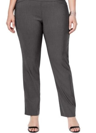 Calça feminina Charter Club Cambridge Tummy Control Slim Leg, cinza, tamanho 4 Petite