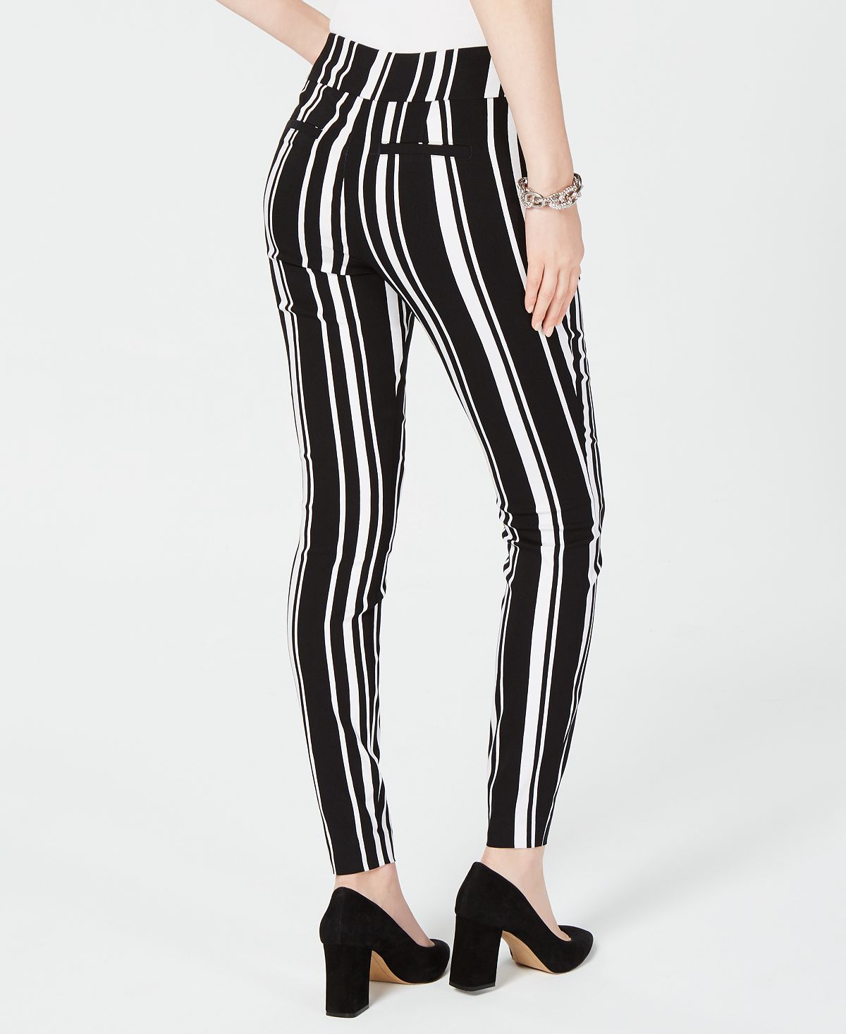 Calça casual feminina listrada INC International Concepts, preta, tamanho 4