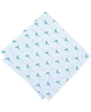 Lenço de bolso masculino listrado com estampa de sapo Bar III, tamanho regular, azul