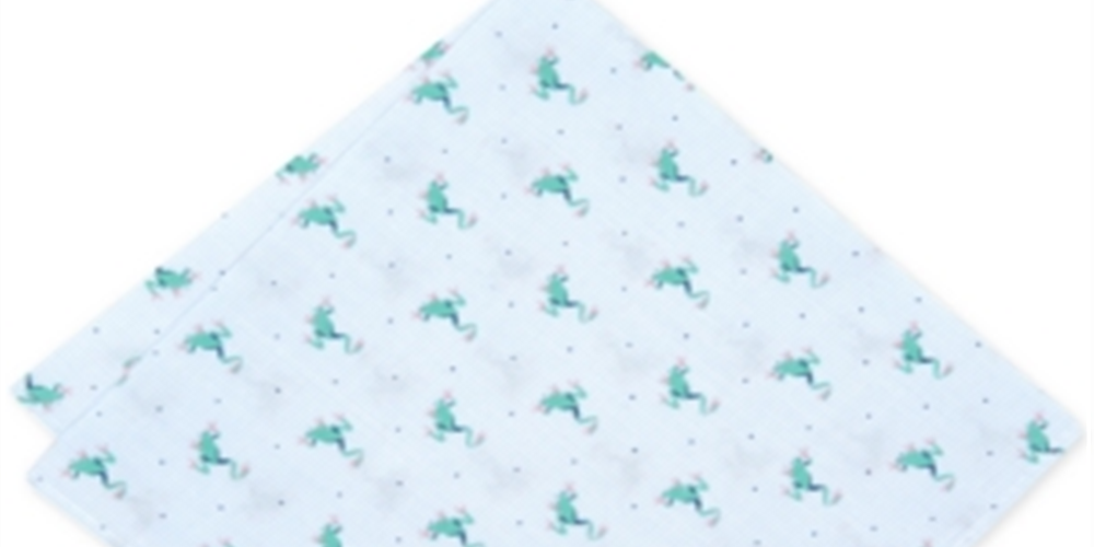 Lenço de bolso masculino listrado com estampa de sapo Bar III, tamanho regular, azul