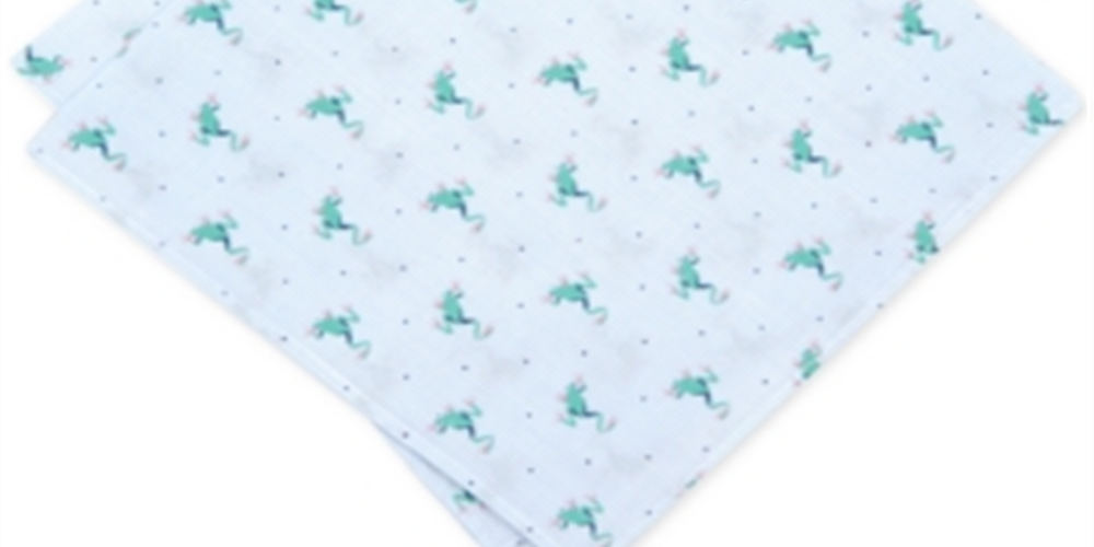 Lenço de bolso masculino listrado com estampa de sapo Bar III, tamanho regular, azul