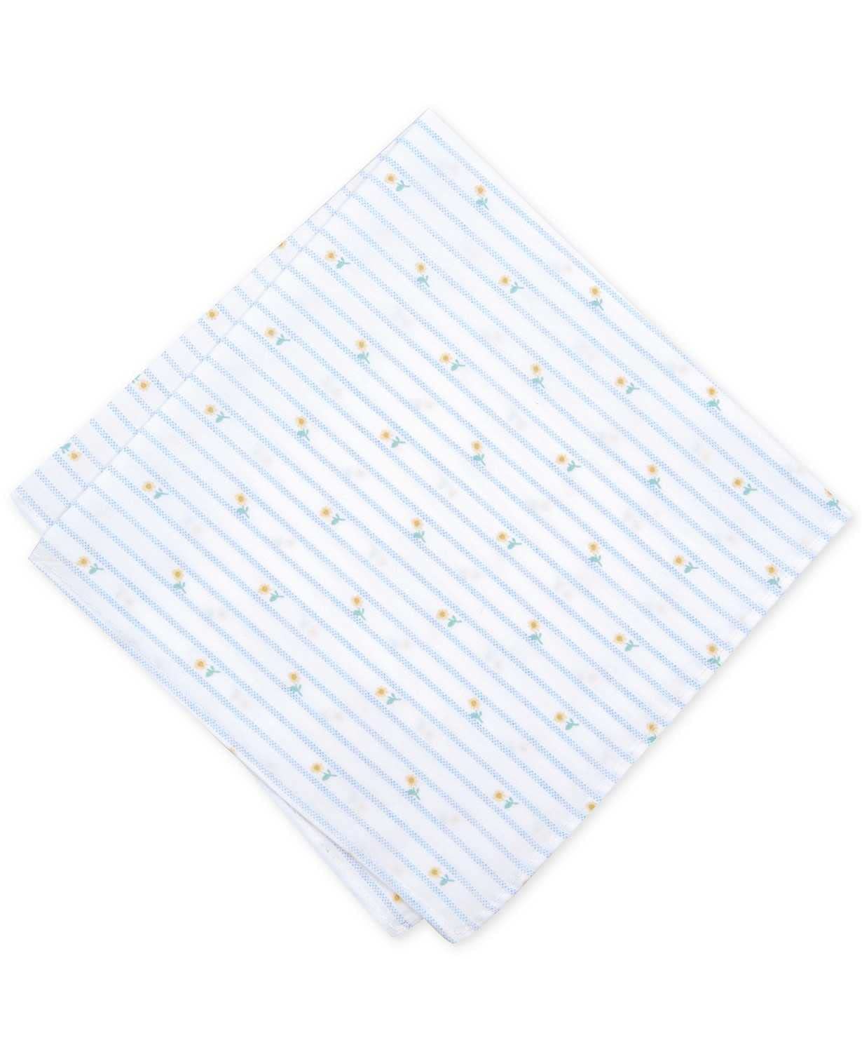Bar III Masculino Tossed Tulip Algodão Listrado Bolso Lenço Branco Tamanho Único