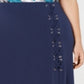 Saia feminina plus size com cadarço evasê azul tamanho 2X da coleção JM