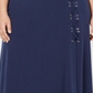 Saia feminina plus size com cadarço evasê azul tamanho 2X da coleção JM