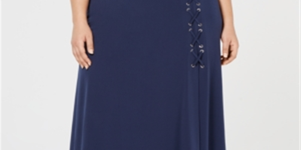 Saia feminina plus size com cadarço evasê azul tamanho 2X da coleção JM