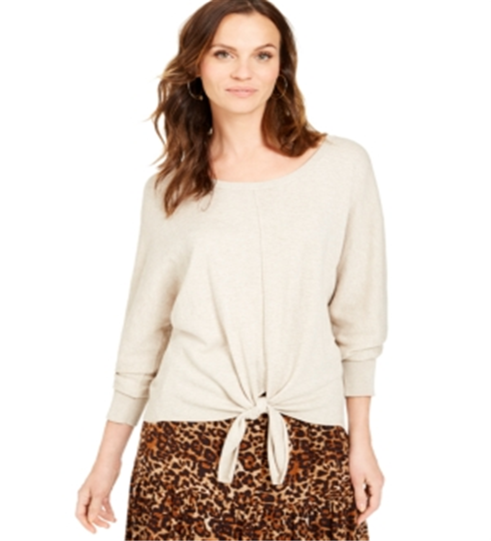 Suéter feminino com amarração frontal estilo &amp; co marrom tamanho extrapequeno